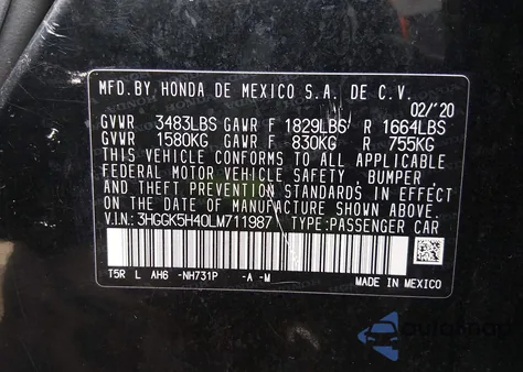 2020 Honda Fit Lx z USA, uszkodzony, nr VIN 3HGGK5H40LM711987